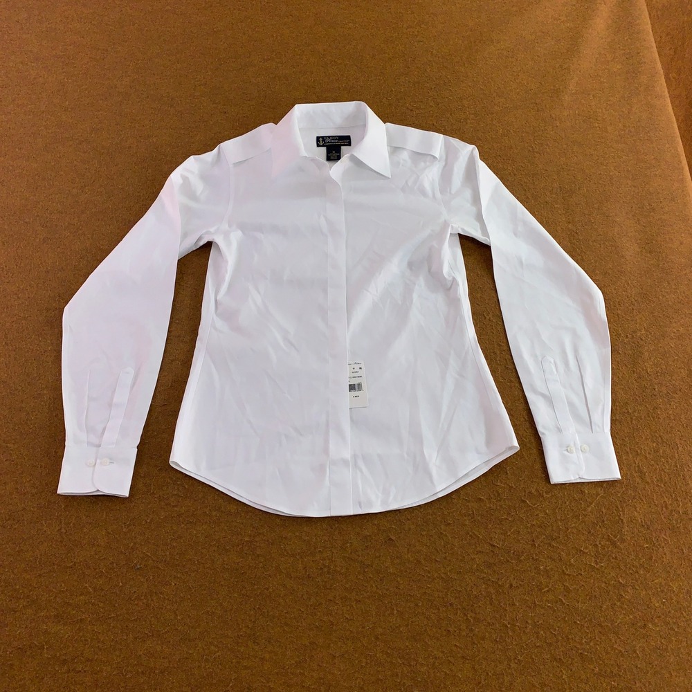 Brooks Brothers Womens 6 White Non-Iron Supima Cotton U.S. Navy Dress Shirt NWT
